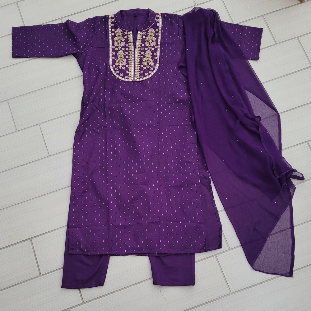 Purple Embroidered Kurta Set